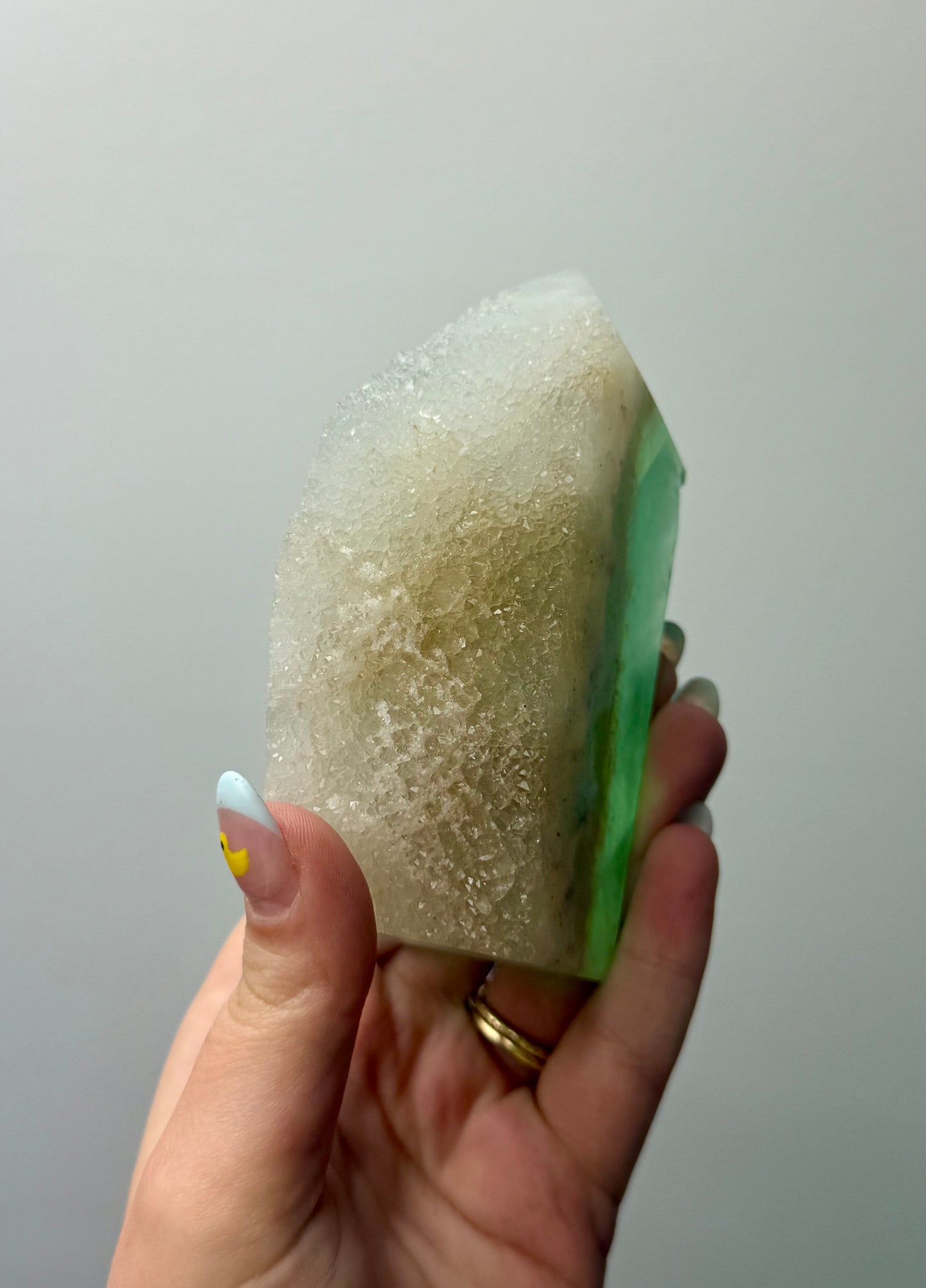 Half raw fluorite tower