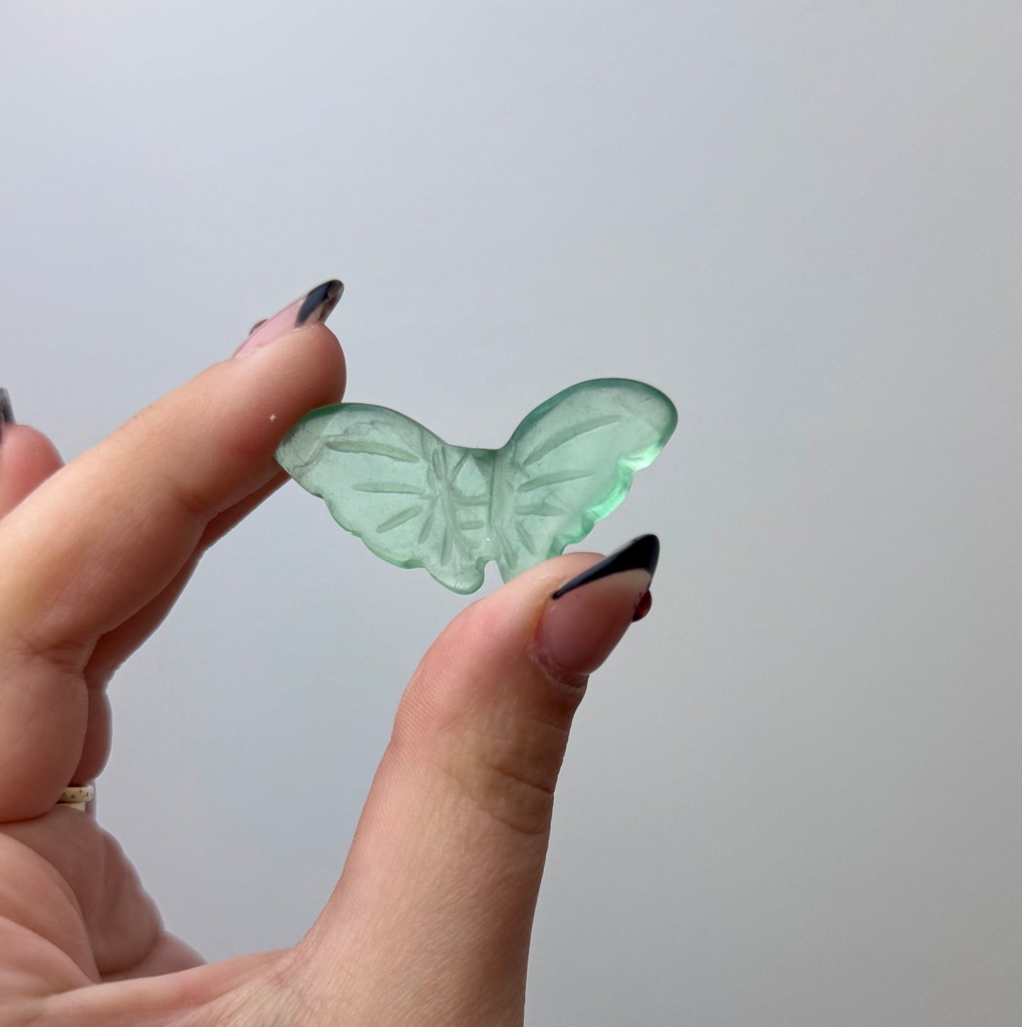 Fluorite butterfly carving