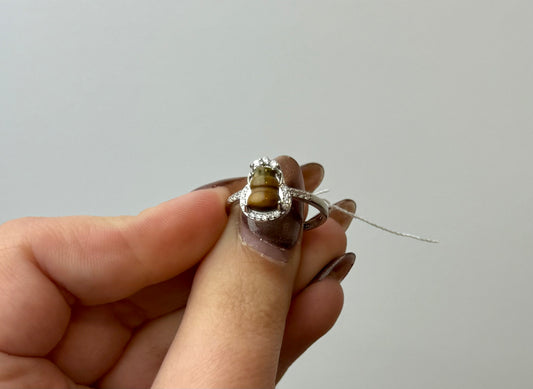Tigers eye adjustable ring