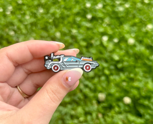 Back to the future car enamel pin