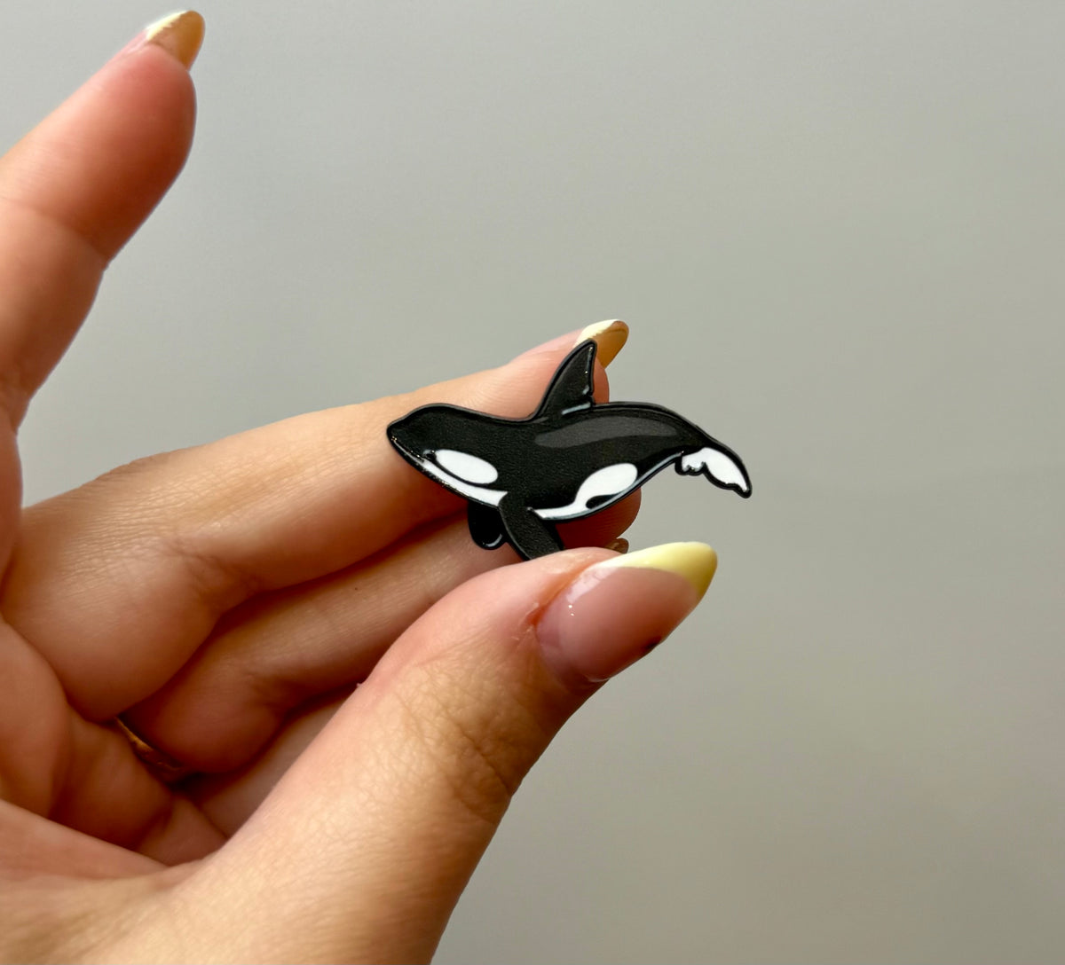 Orca whale enamel pin