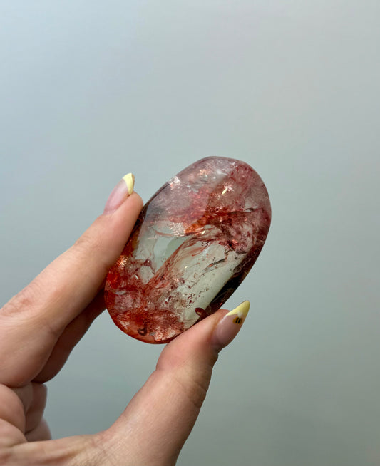 Dyed smoky quartz palm stone