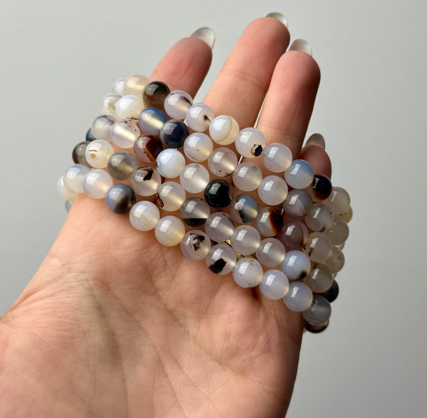 Dendritic chalcedony bracelets ￼
