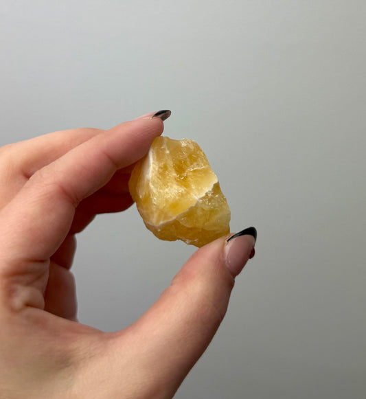 Orange calcite raw chunk