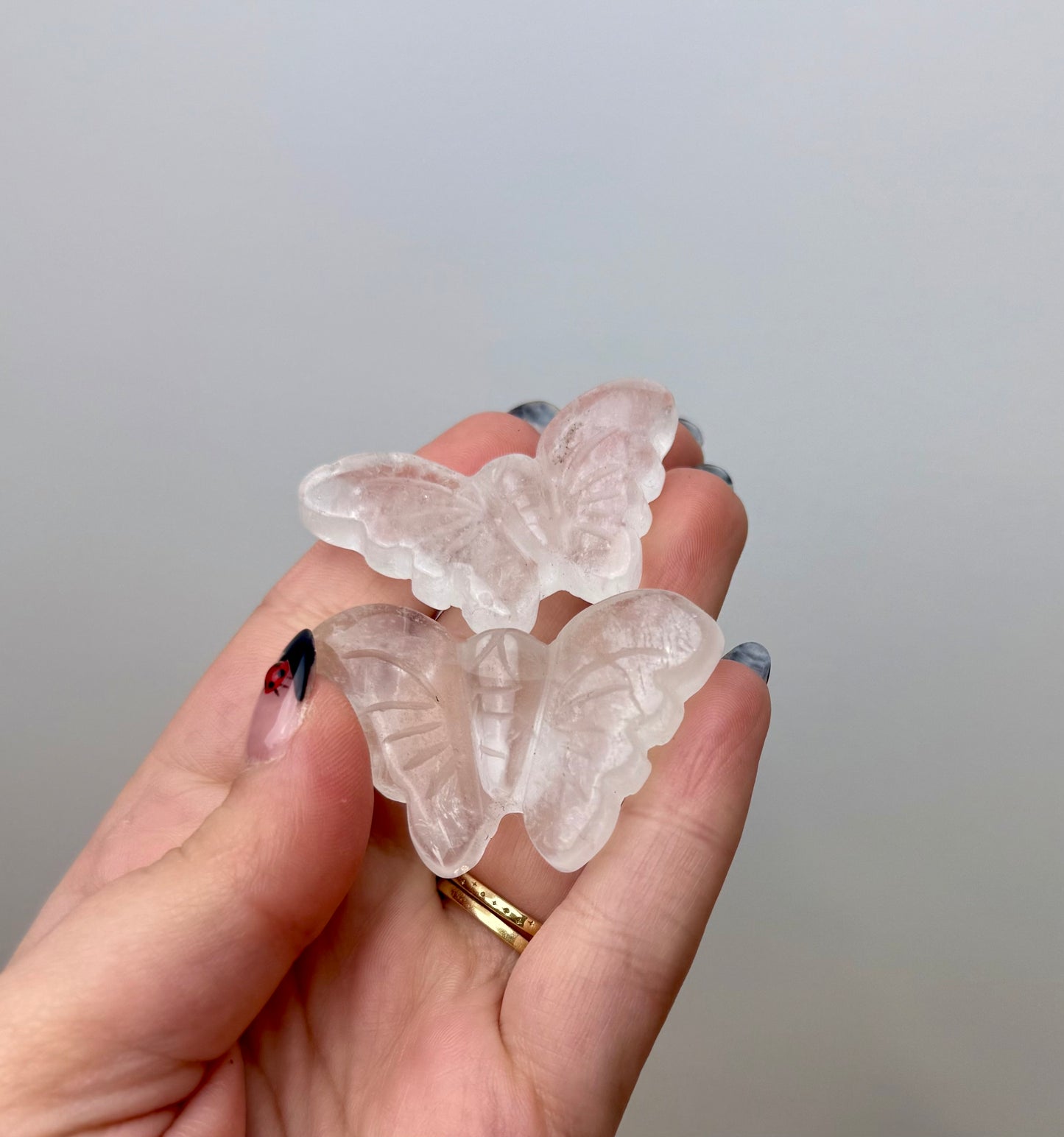 Clear quartz butterfly carvings