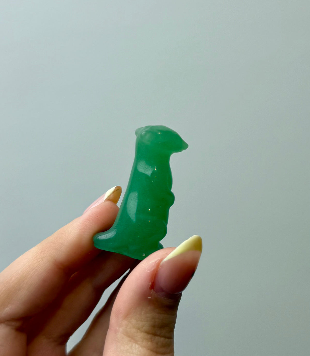 Green aventurine meerkat carving