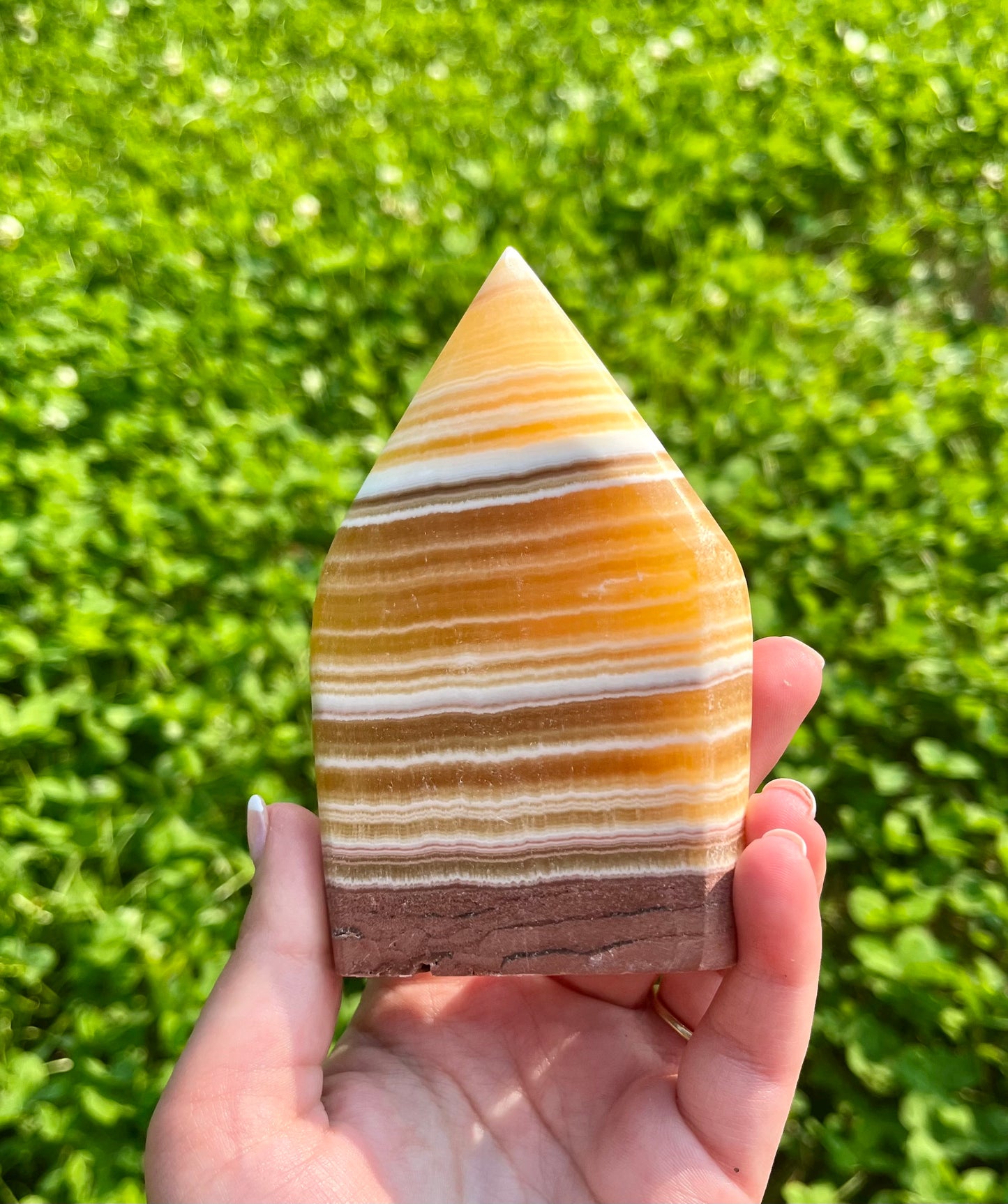 Orange calcite tear freeform