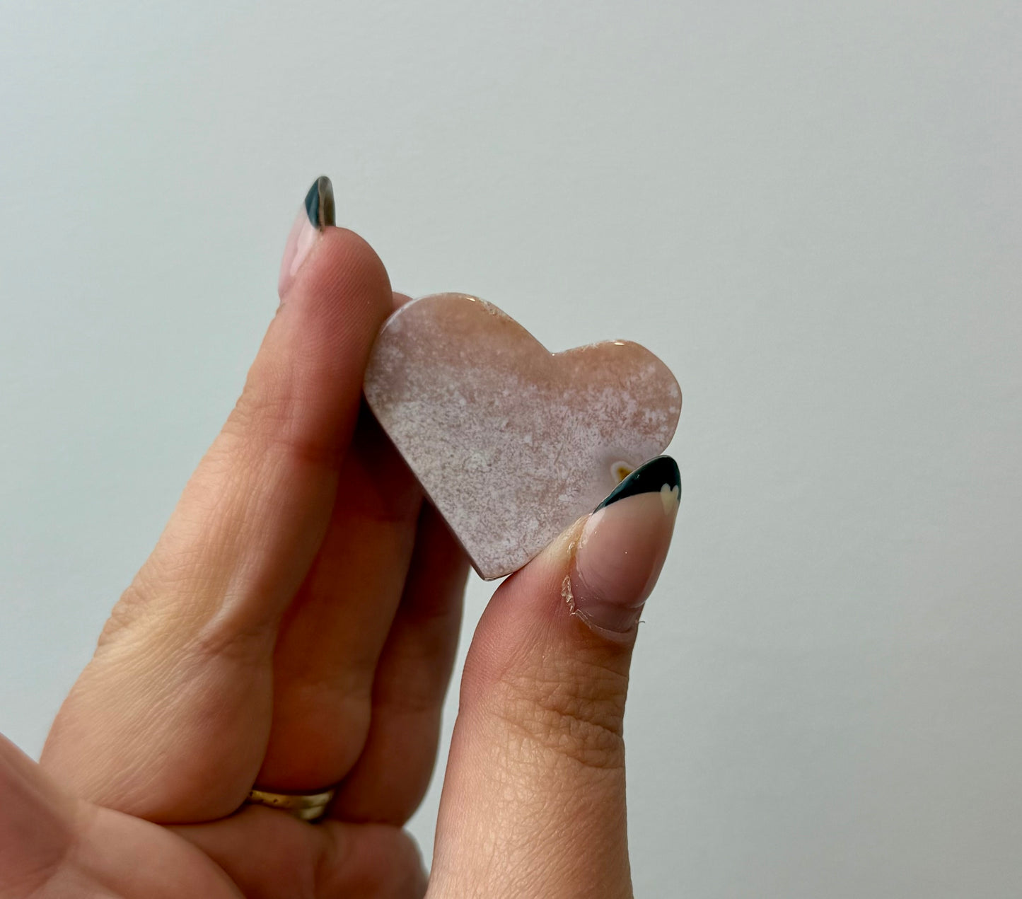 Pink amethyst heart carving