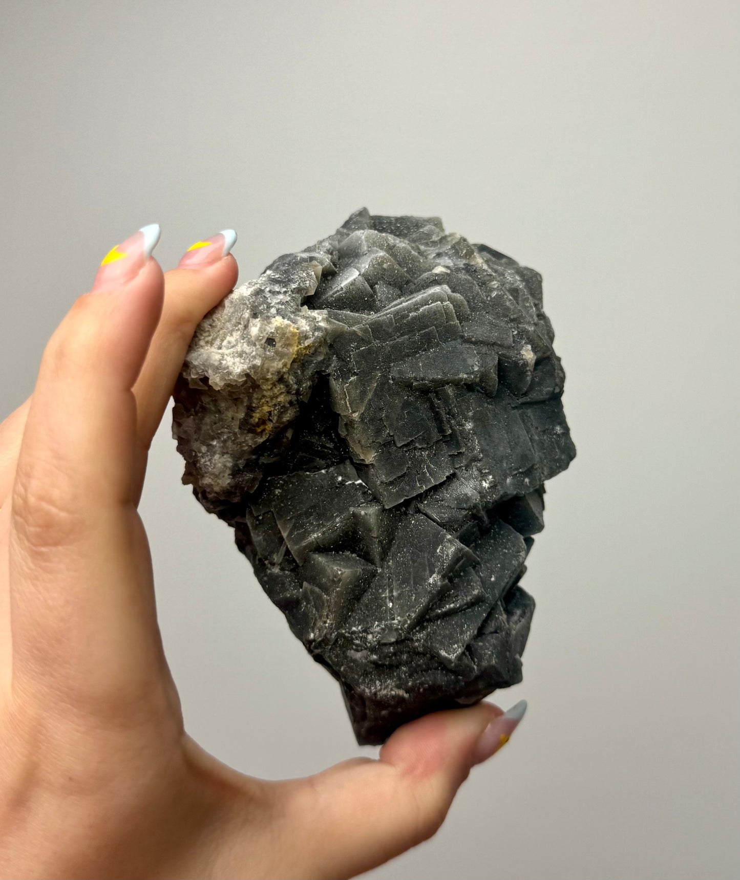 Black rose fluorite specimen