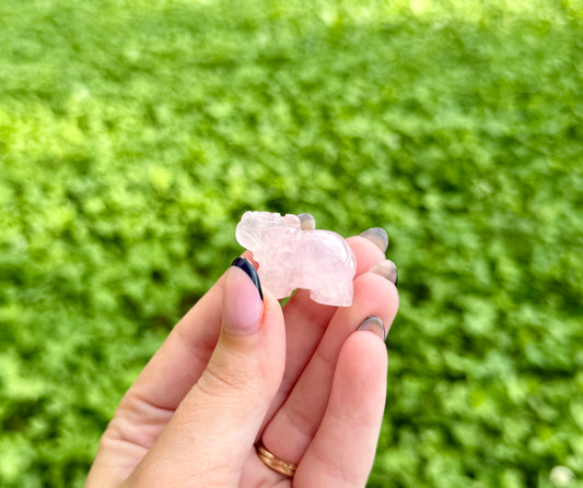 Rose Quartz elephant carving