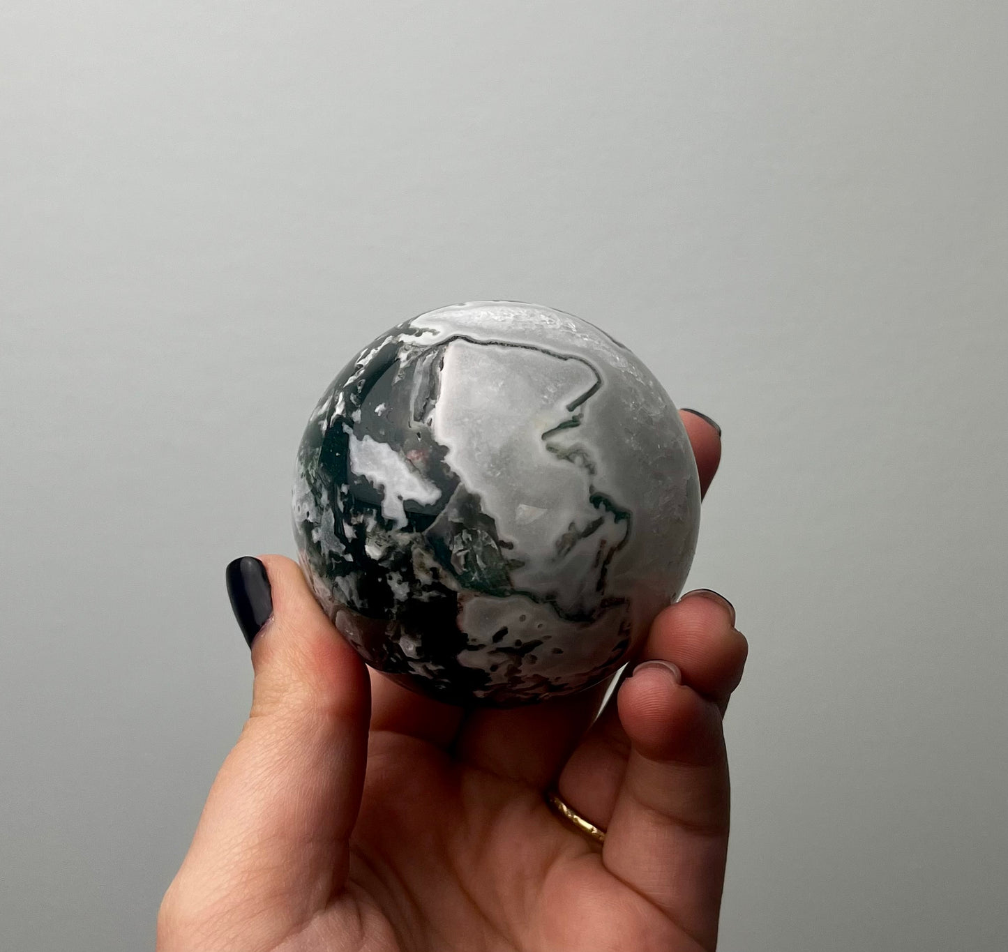 Moss agate sphere