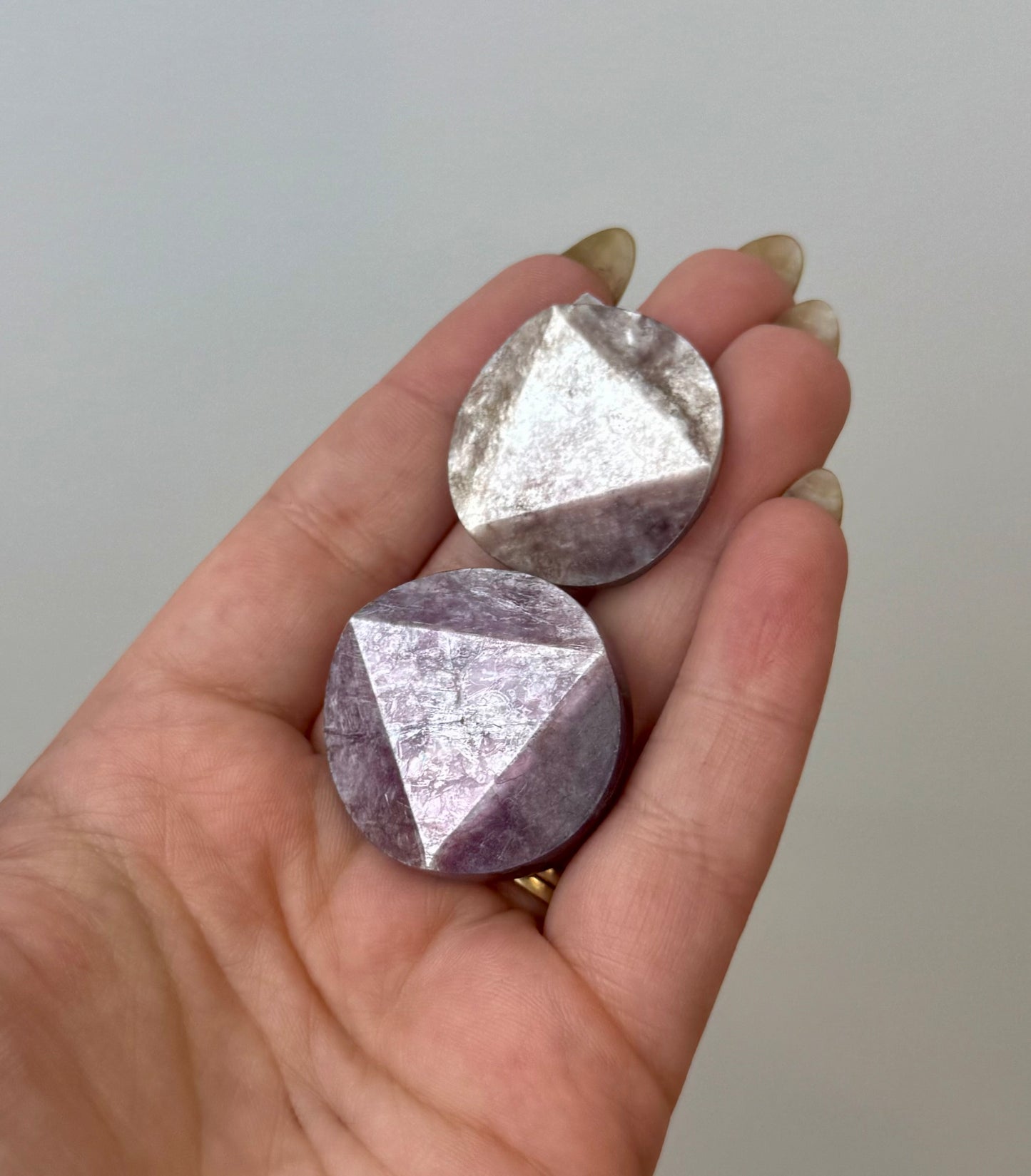 Gem lepidolite/purple mica carvings