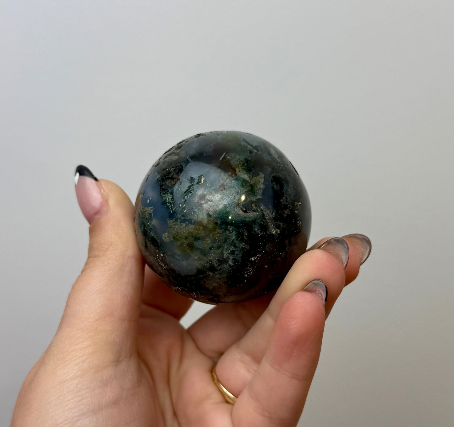 Moss agate ocean jasper sphere
