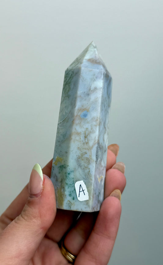 Pastel moss agate tower 19A