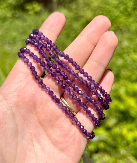 Amethyst 4mm faceted bracelets