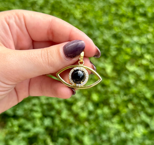 Obsidian eye pendant