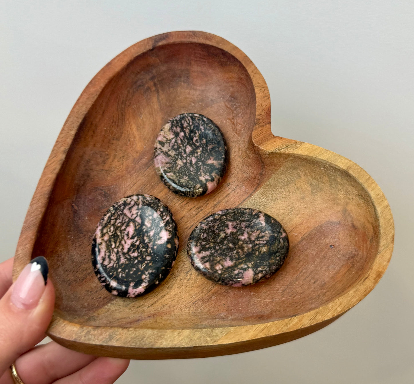 Rhodonite worry stones