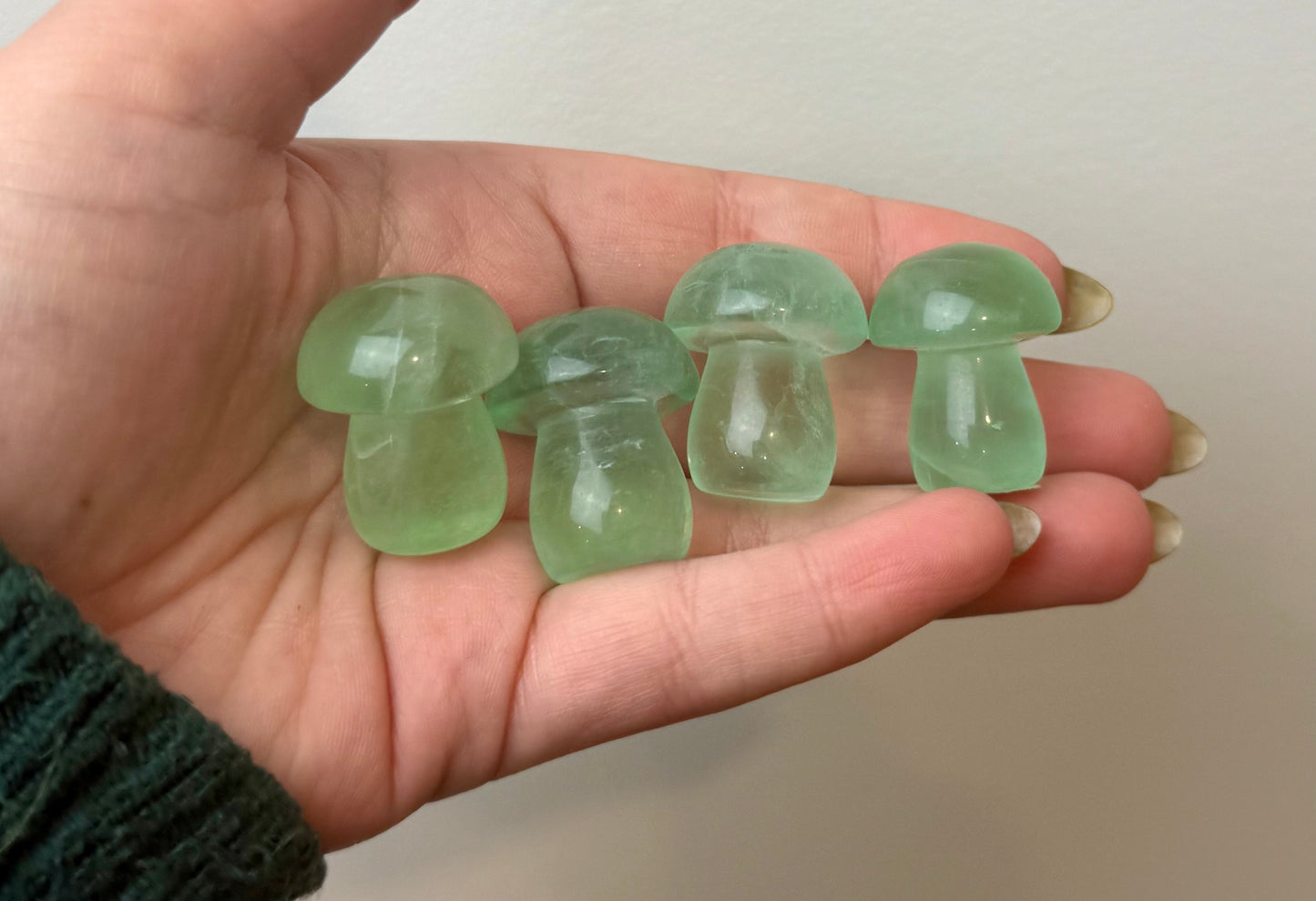 Fluorite mushroom carvings
