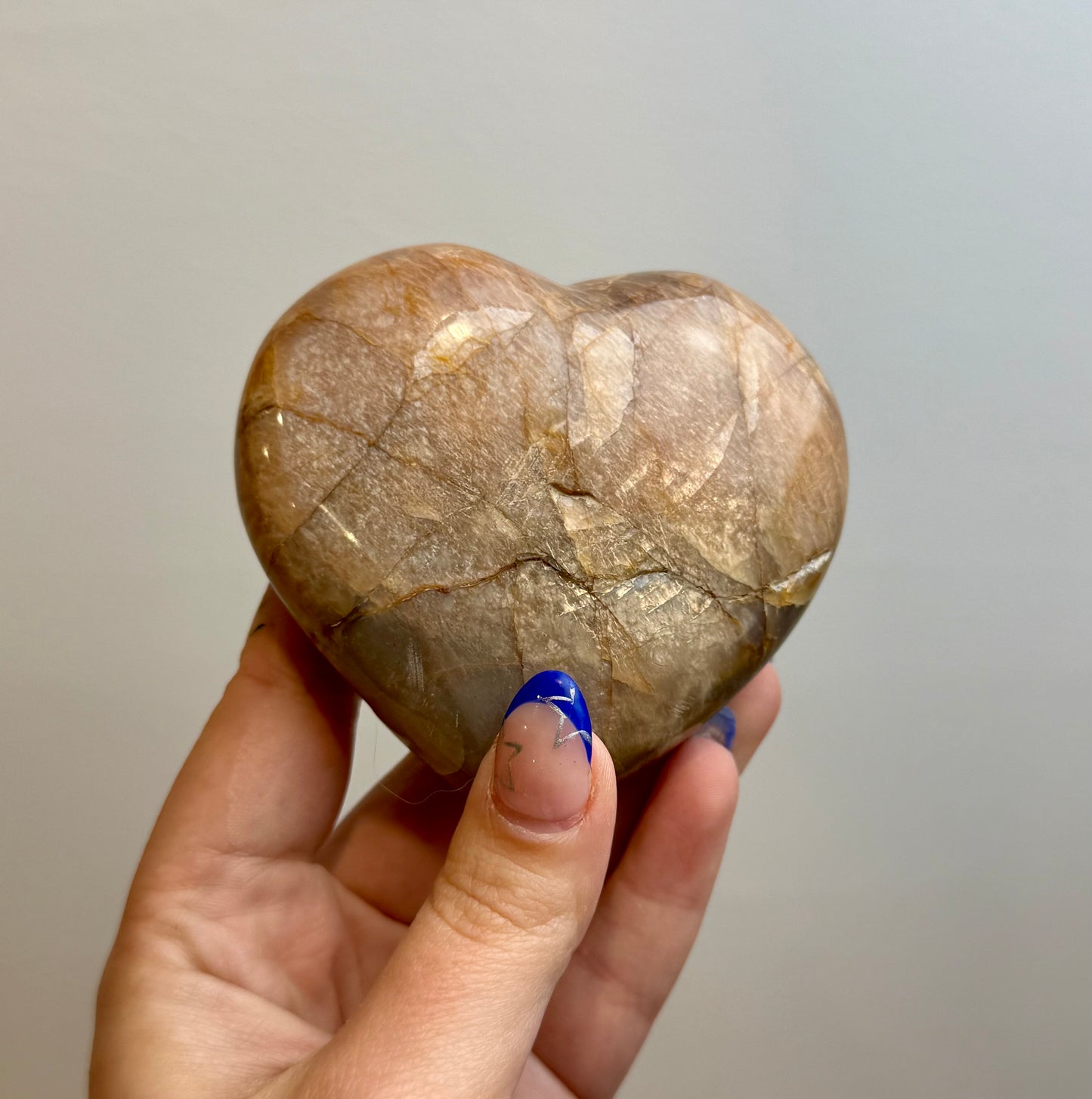 Peach moonstone heart carving