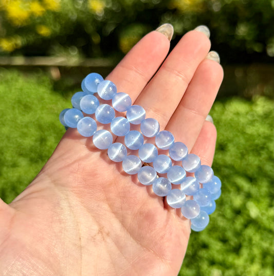 Dyed blue satin spar bracelets