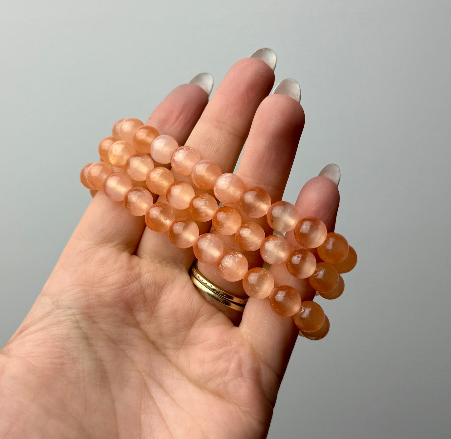 Dyed orange satin spar bracelets