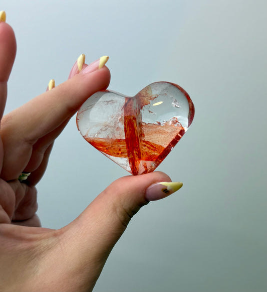 Dyed Quartz heart carving
