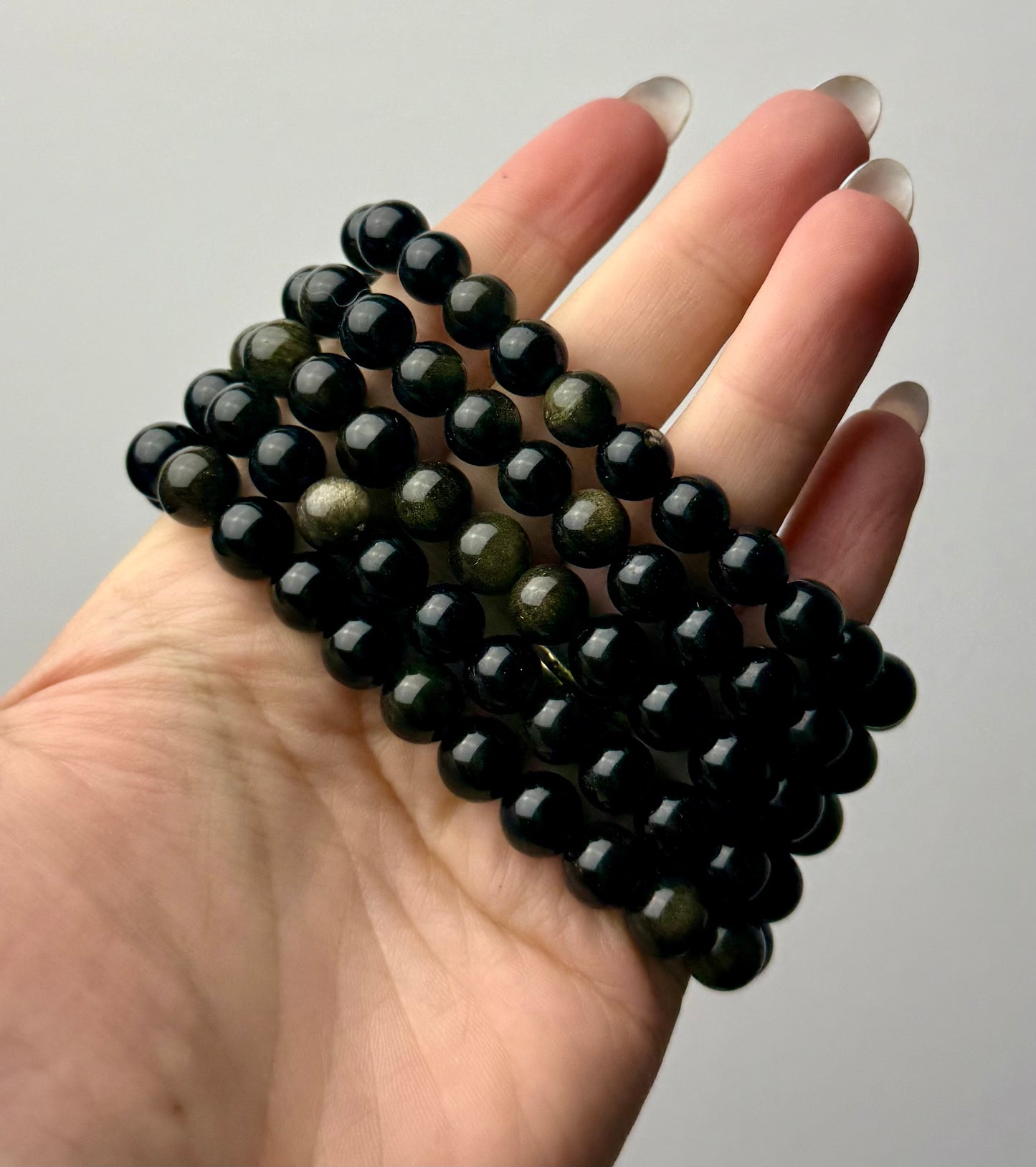 Gold sheen obsidian bracelets