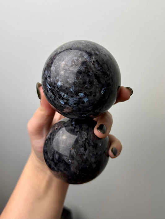 Larvikite spheres