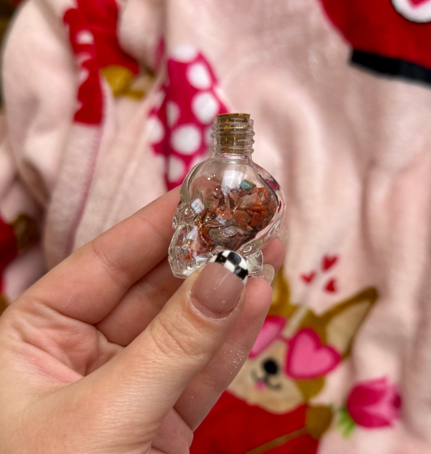Carnelian skull chip bottles