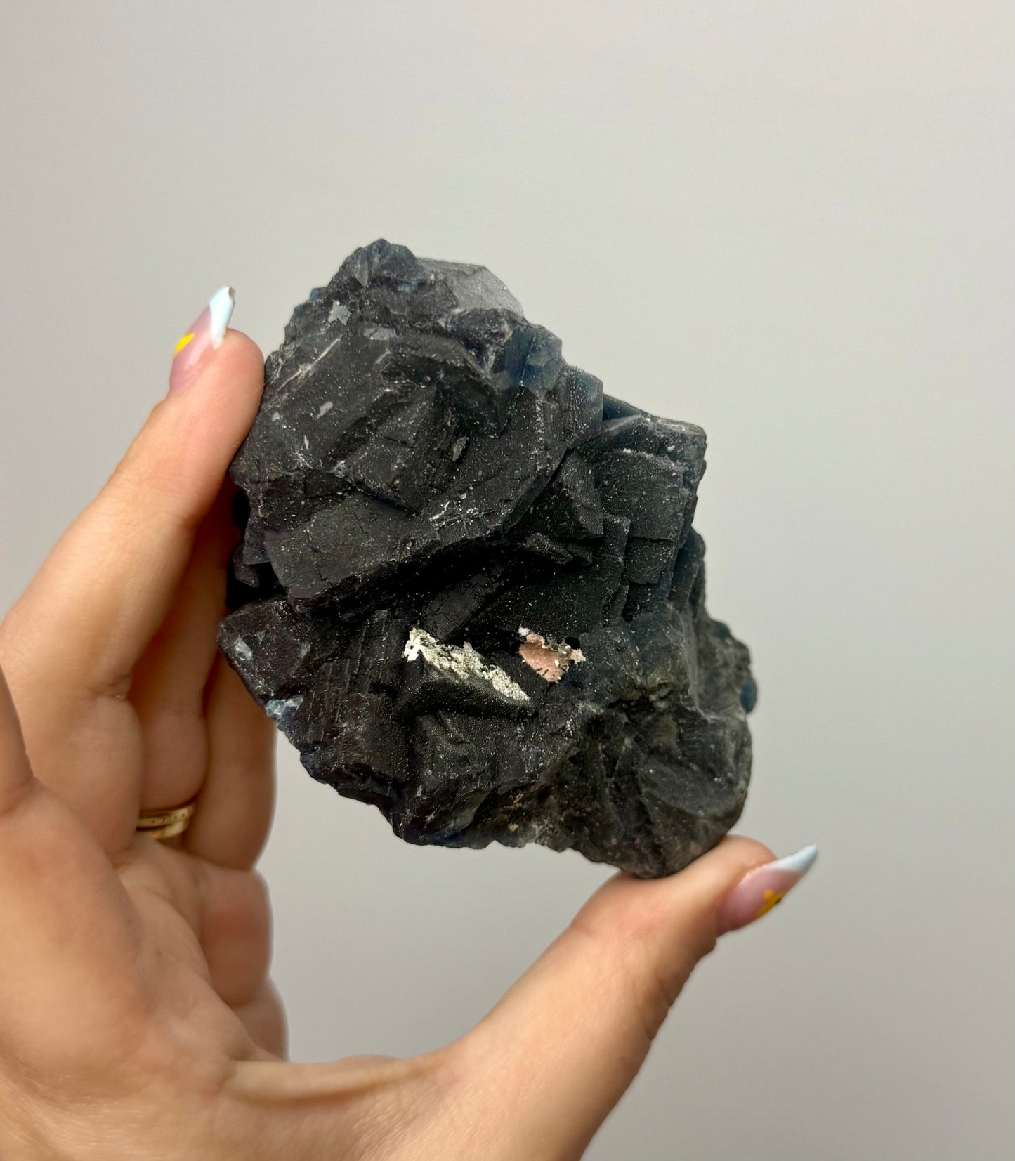 Black rose fluorite specimen