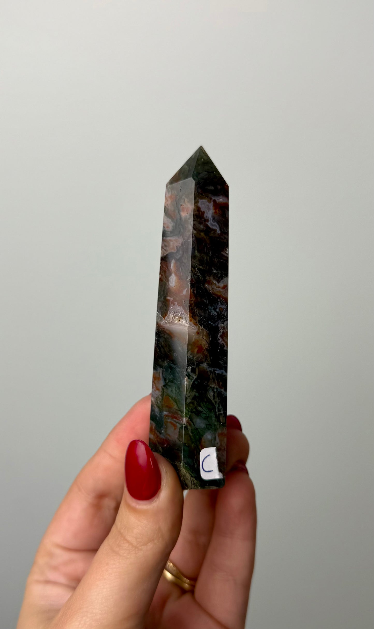 Dyed moss agate tower C