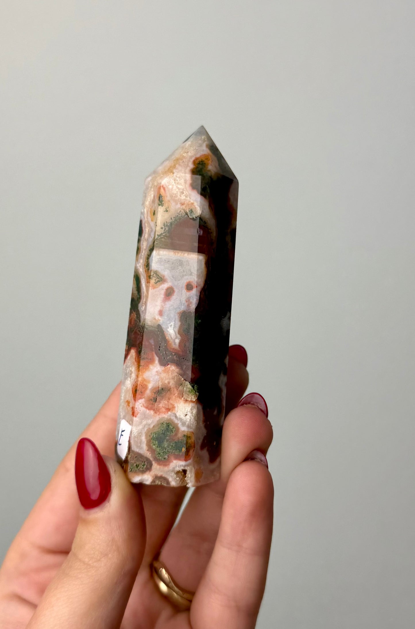 Dyed moss agate tower E