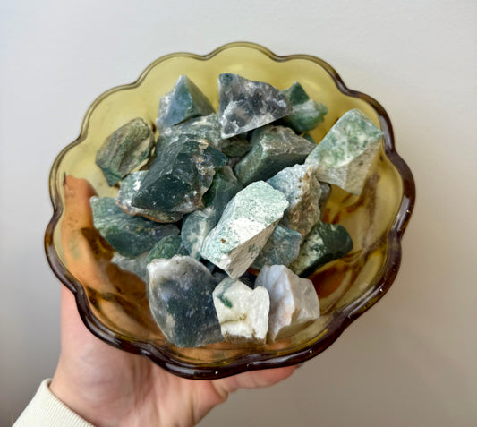 Moss agate raw chunks