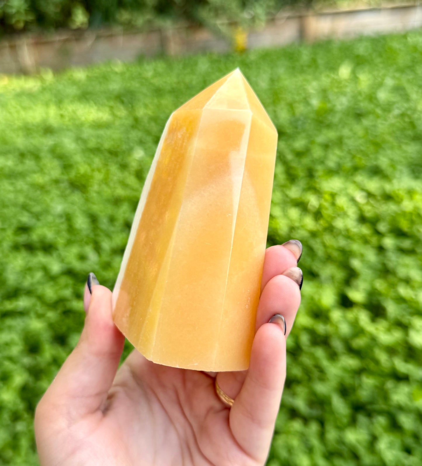 Imperfect orange calcite tower
