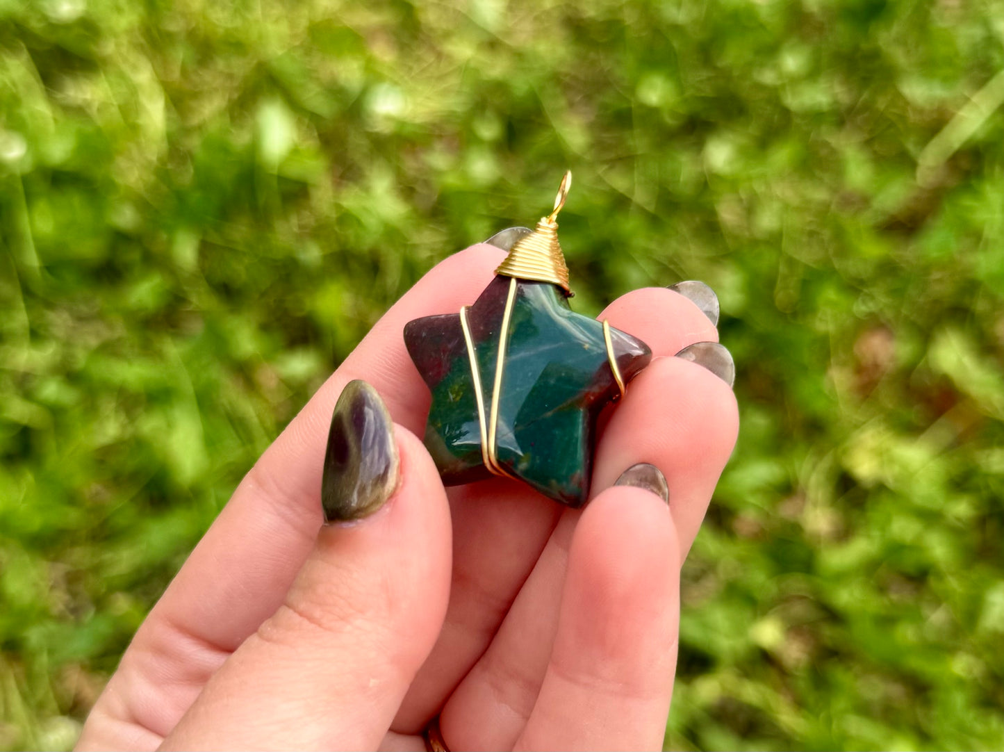 Ocean jasper star wire wrapped pendant