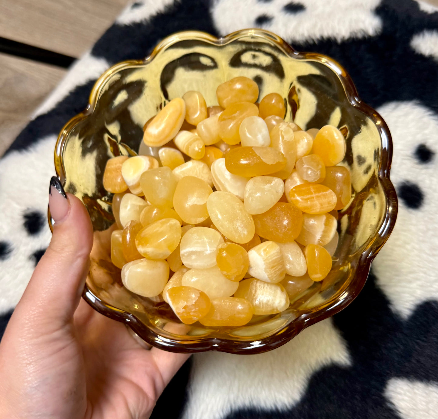 Orange yellow calcite tumbles