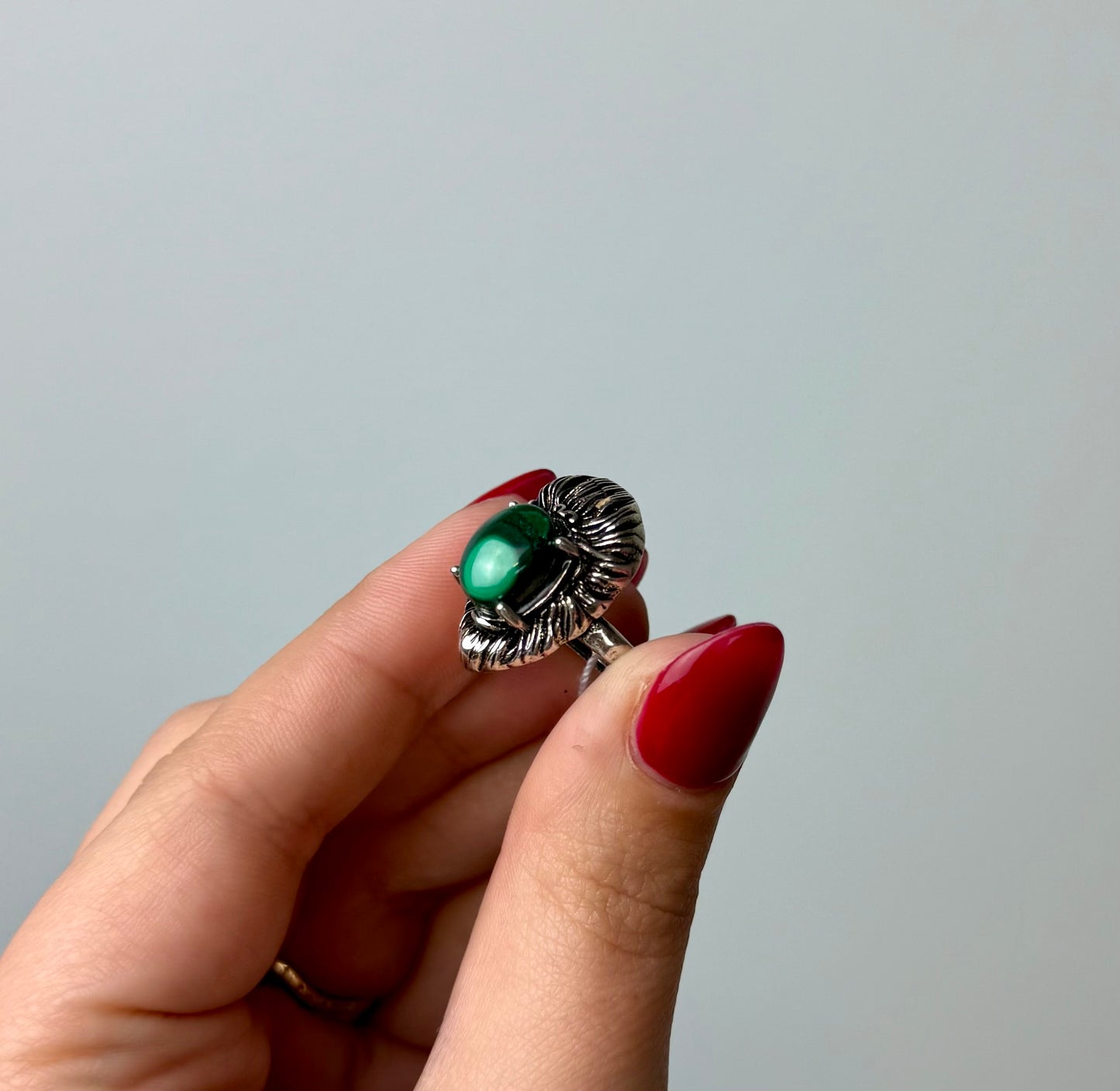 Malachite adjustable ring