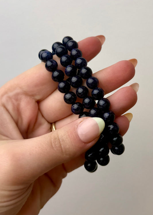 Man made material blue goldstone bracelets