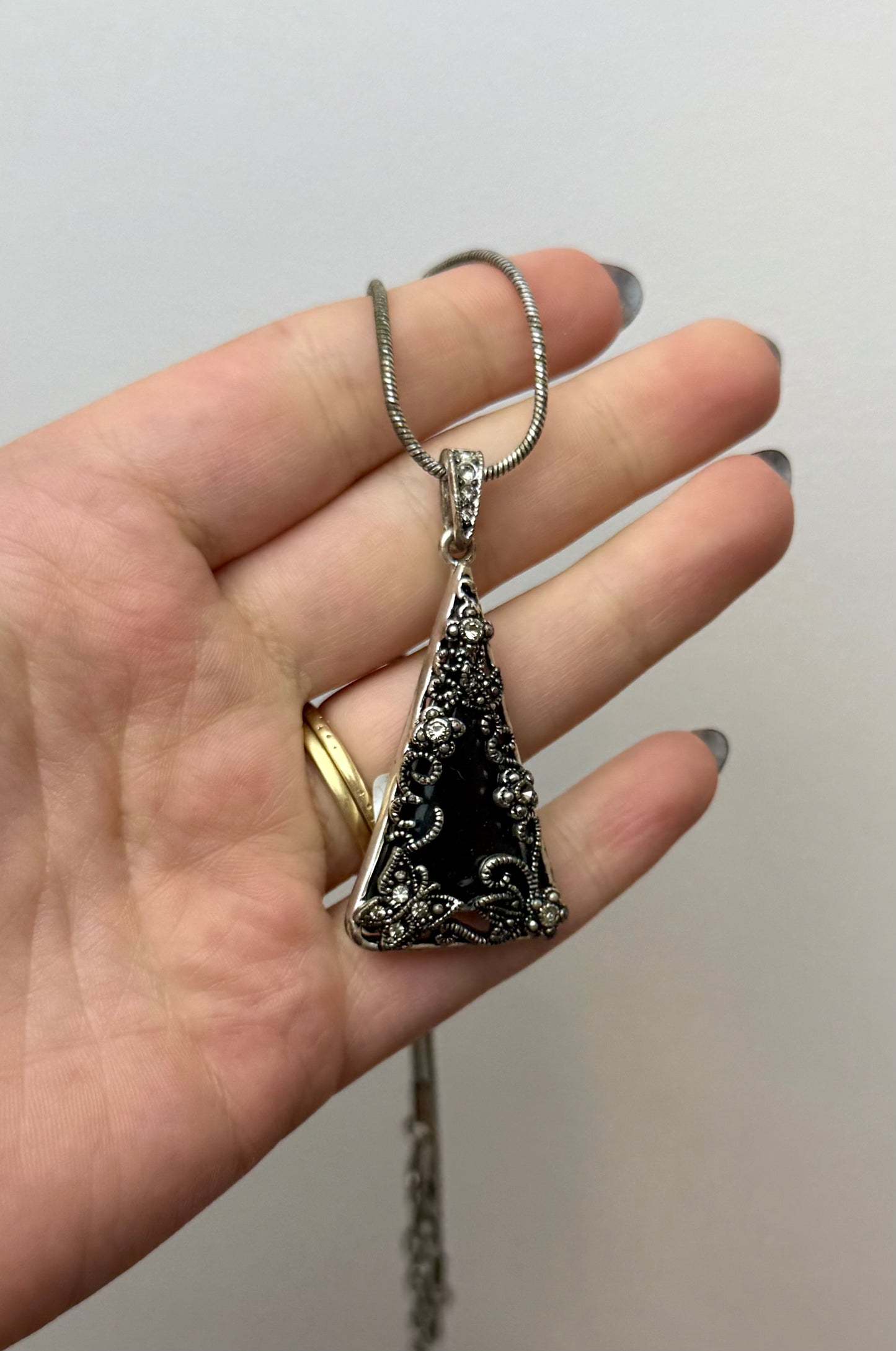Obsidian necklace thrifted find