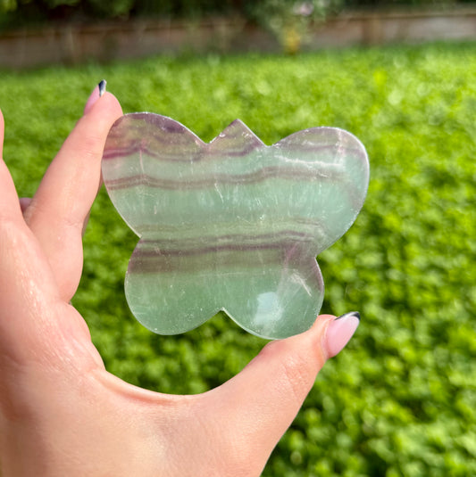 Fluorite butterfly carving