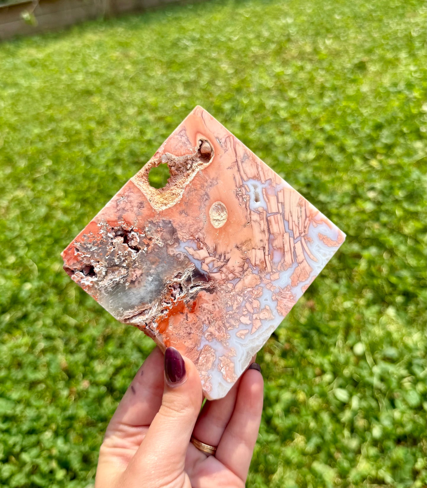 Pink cotton candy agate slab