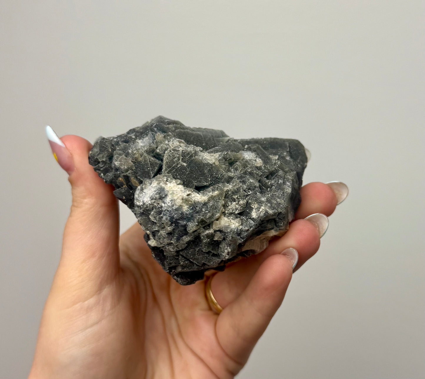 Black rose fluorite specimen