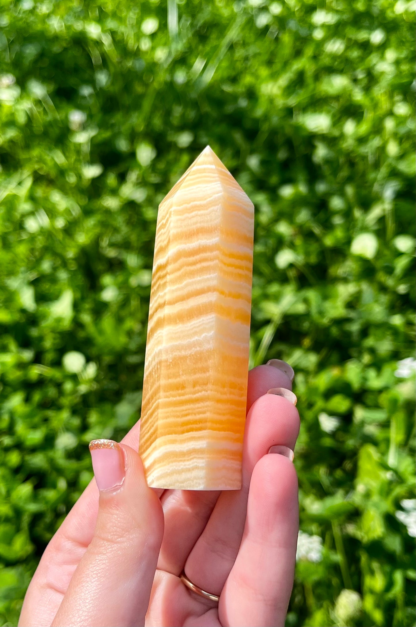 Orange calcite tower