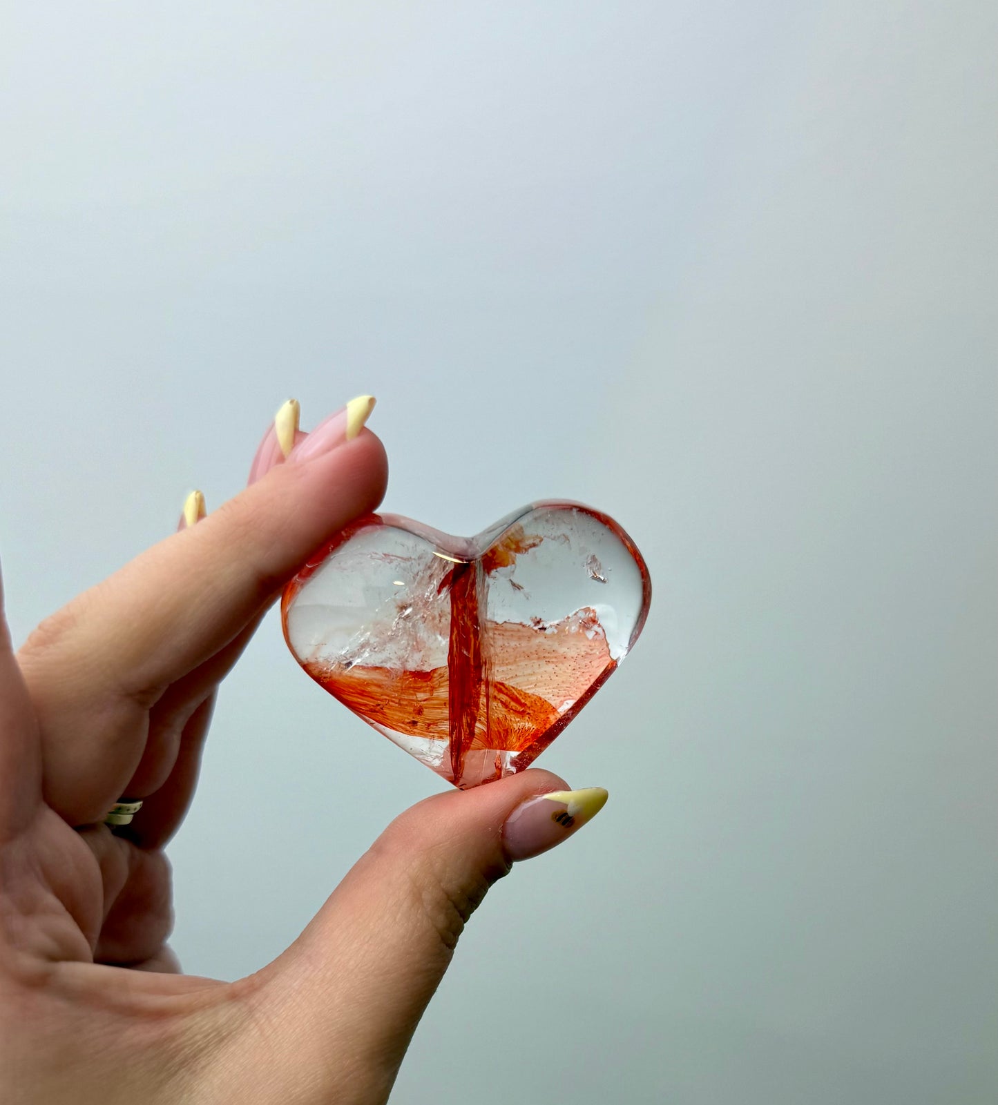 Dyed Quartz heart carving