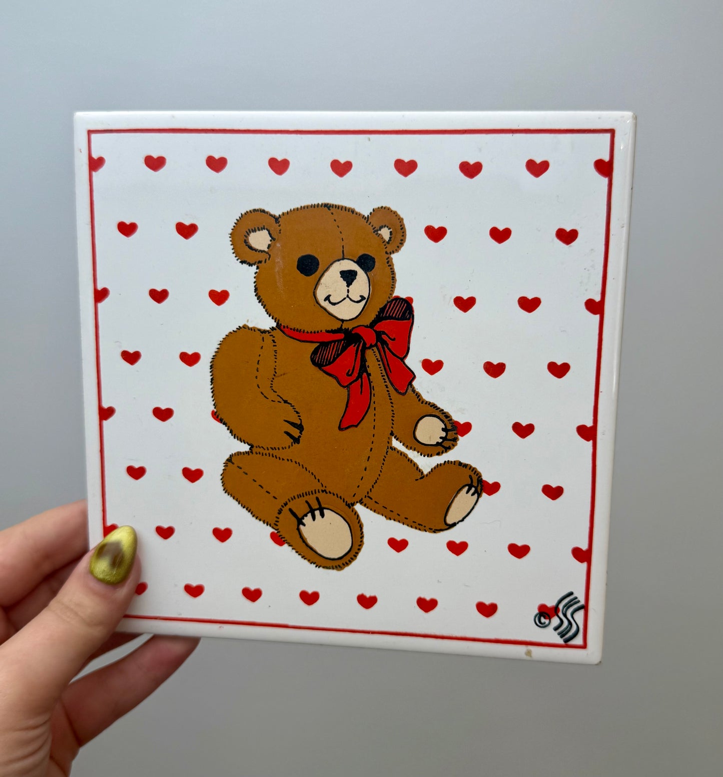 Teddy bear trivet/wall art thrifted find ￼