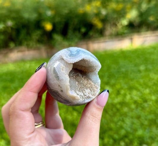 Moss agate sphere