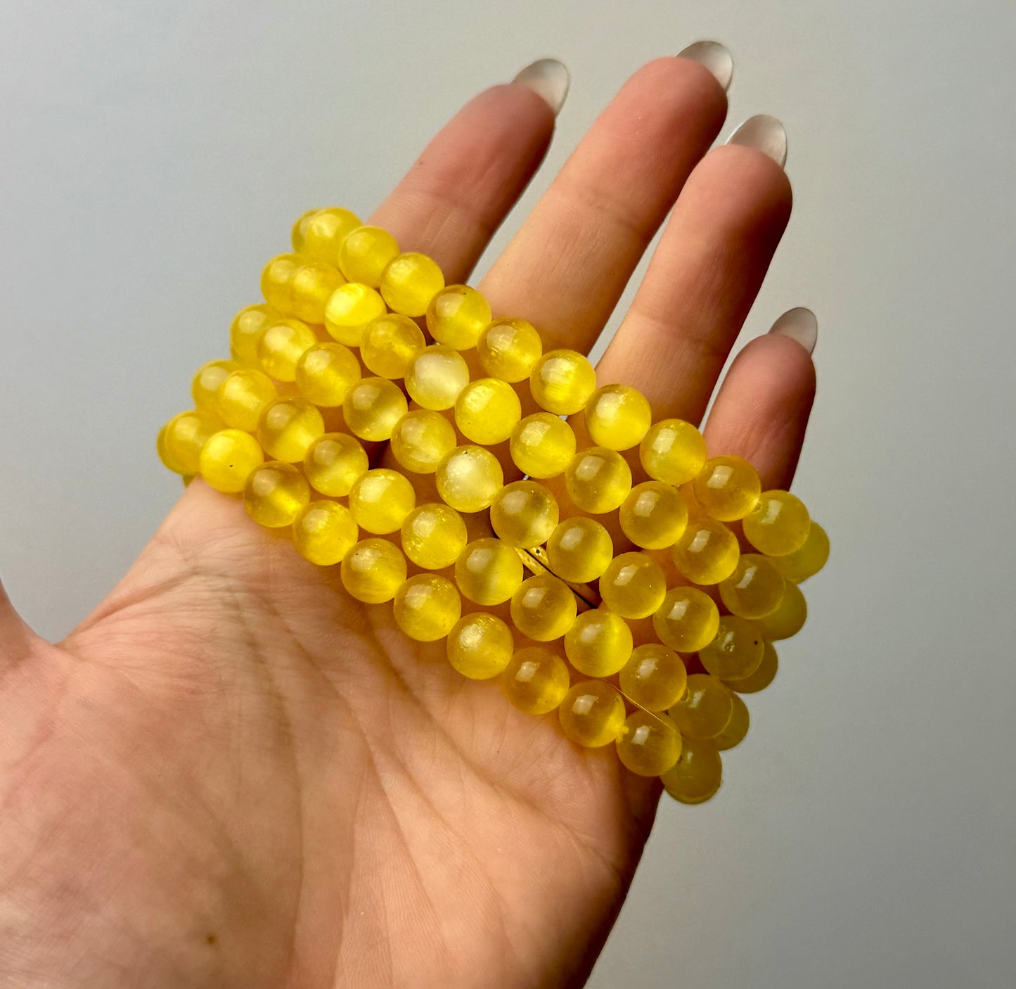 Dyed yellow satin spar bracelets