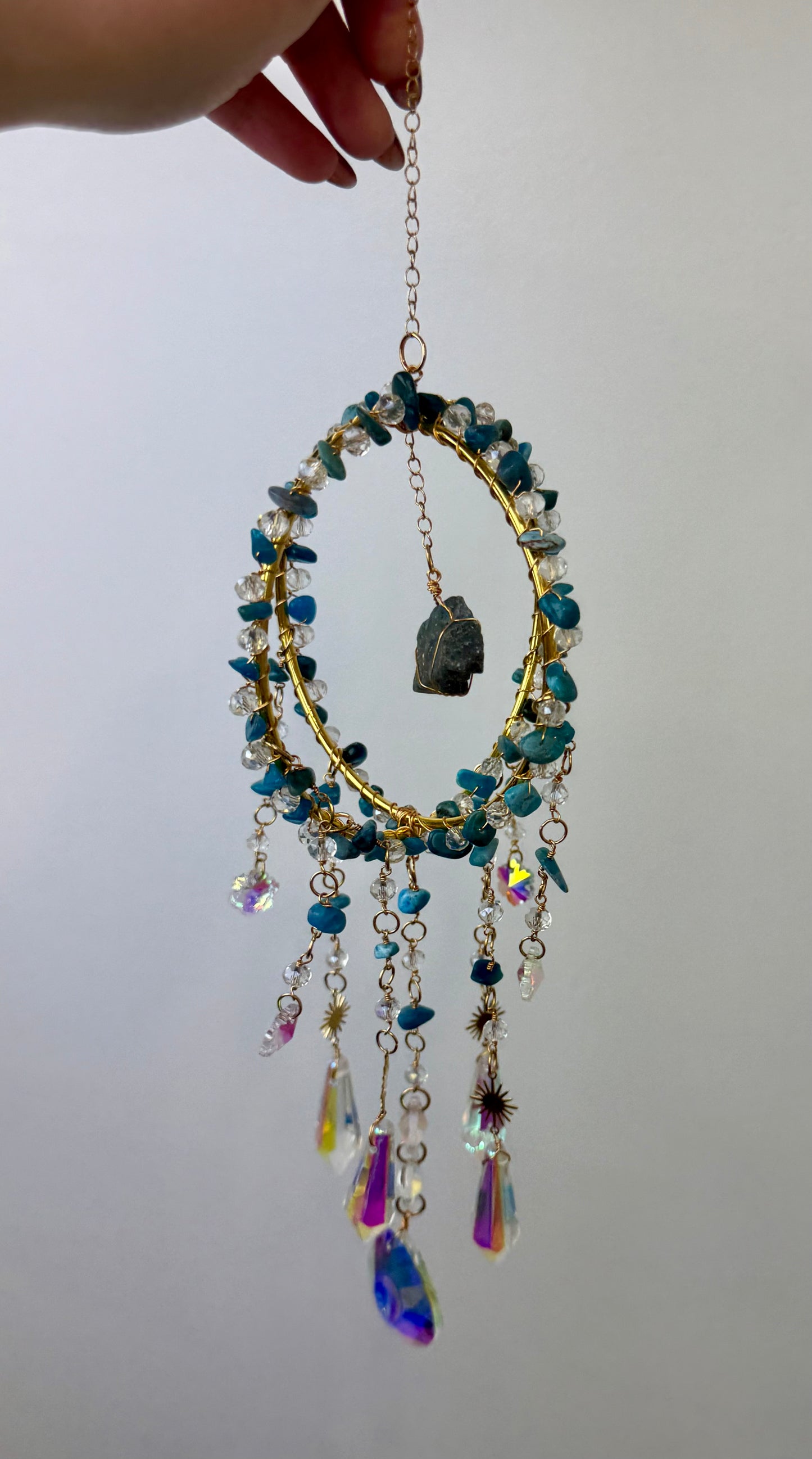 Blue apatite suncatcher
