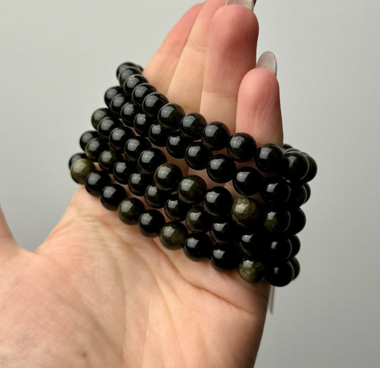 Gold sheen obsidian bracelets