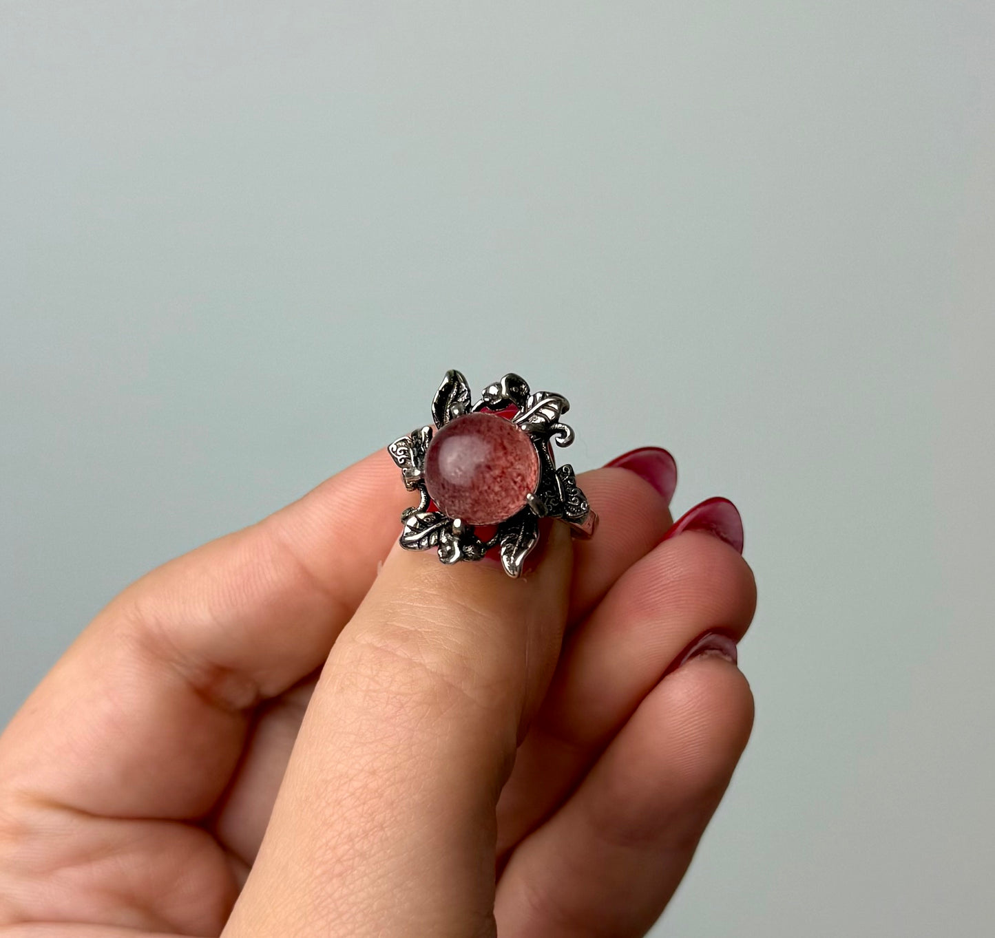 Strawberry Quartz adjustable ring